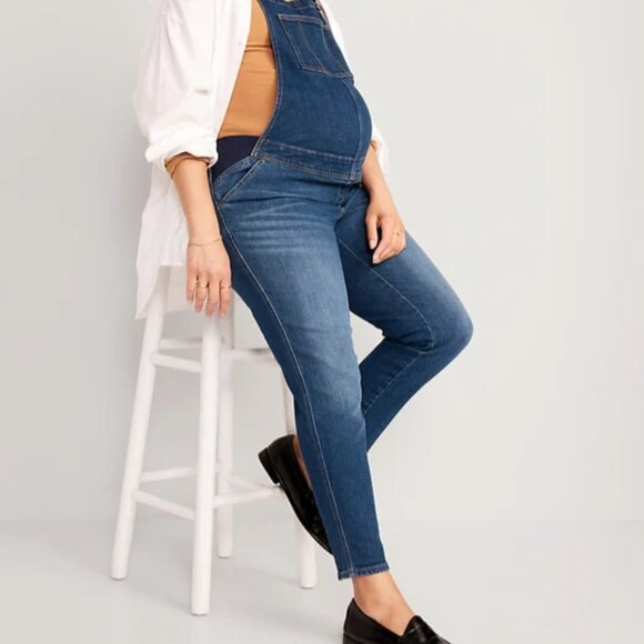 Maternity Side-Panel OG Straight Jean Overalls - Picture 3 of 3